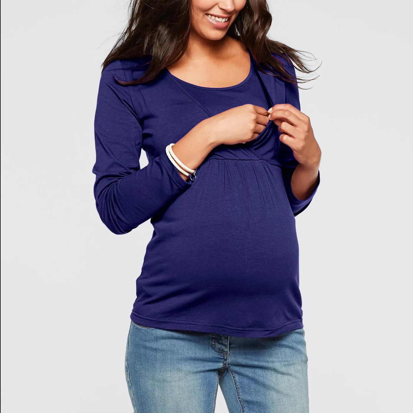 Elegant Elastic V-Neck Nursing Top
