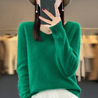 Women’s Merino Wool V-Neck Sweater