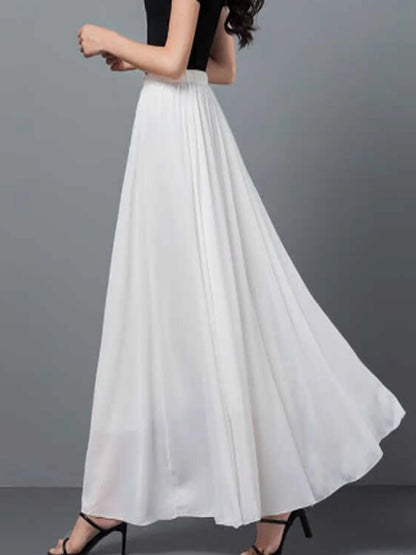 Women's High-Waist Chiffon A-Line Skirt