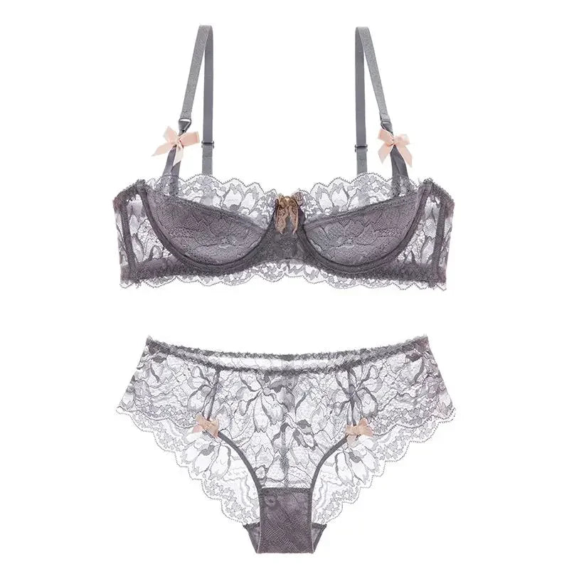 Rabbit Ear AB Cup French Lace Bra Set