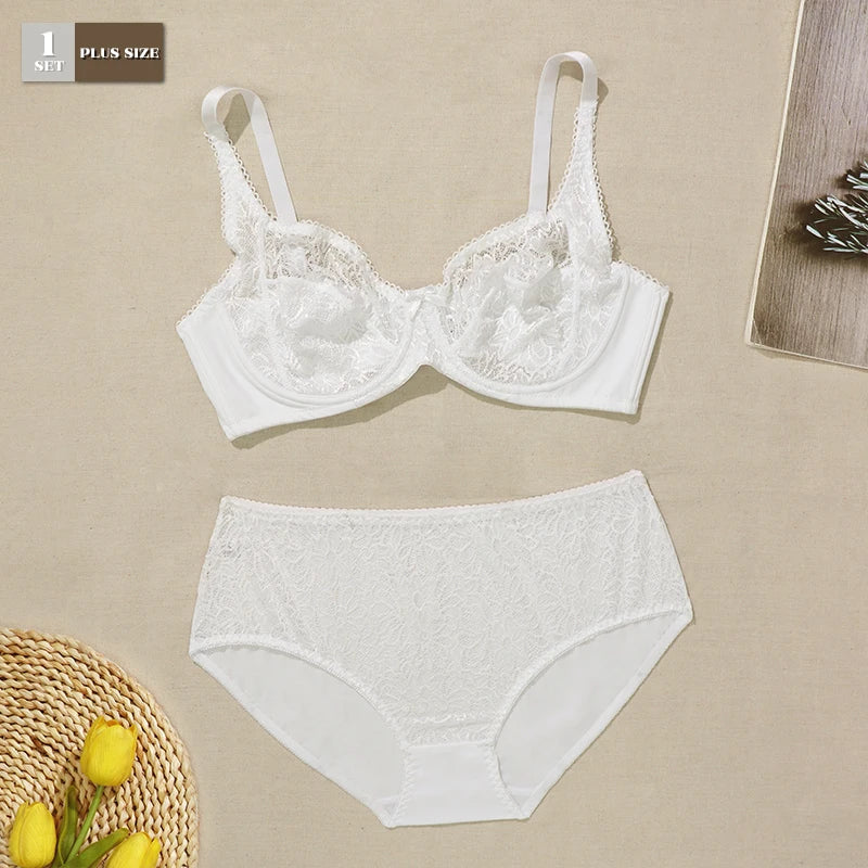 Plus Size Breathable Lace Lingerie Set