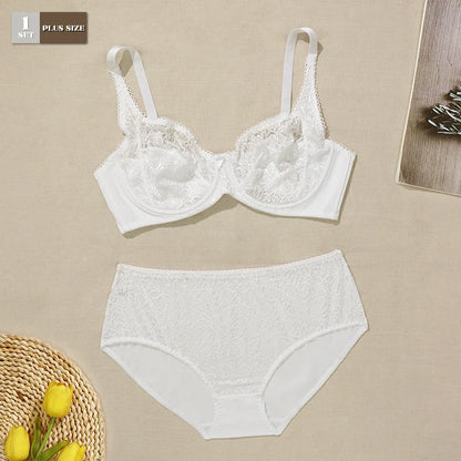 Plus Size Breathable Lace Lingerie Set