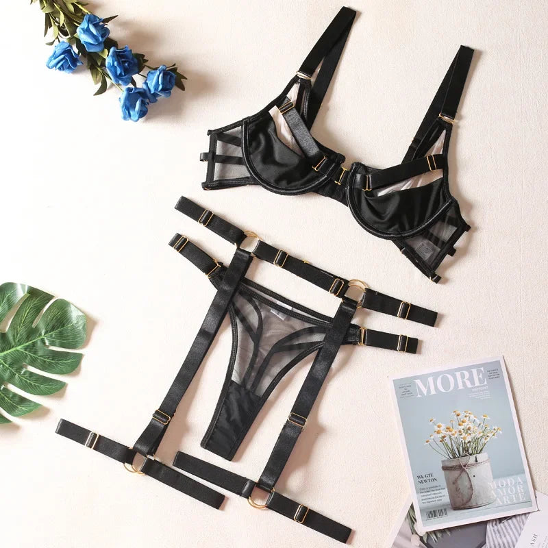 Black & Red Transparent Lingerie Set