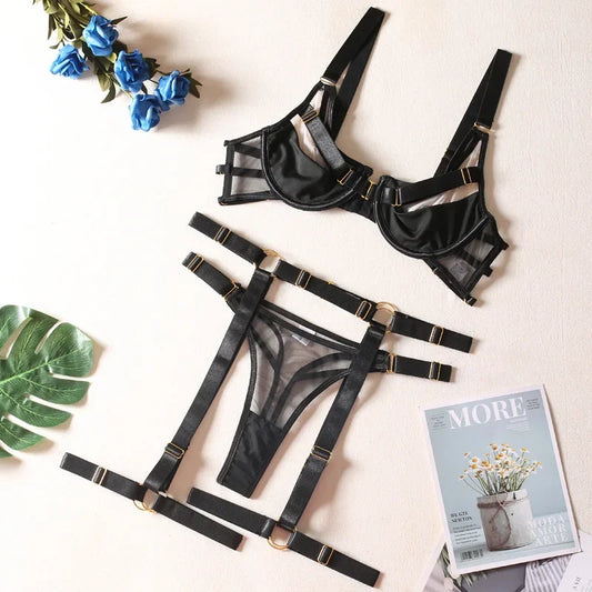 Black & Red Transparent Lingerie Set