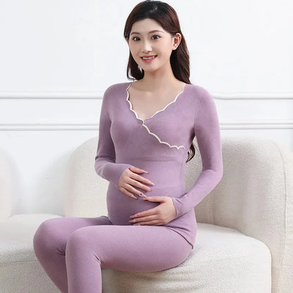 Warm Maternity Padded Nursing Pajama Set