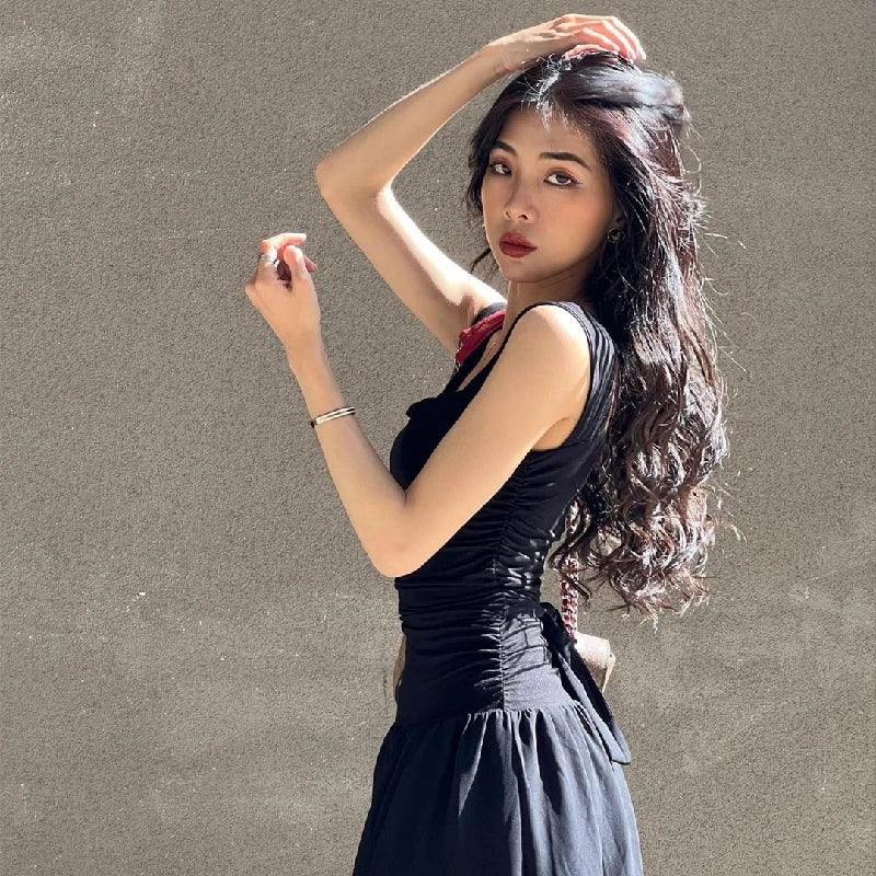 Elegant Ruched Slip Maxi Dress