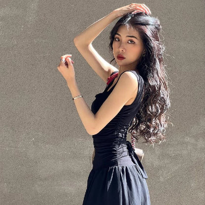 Elegant Ruched Slip Maxi Dress