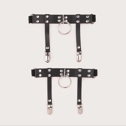 Circle Punk Metal Leather Leg Garter