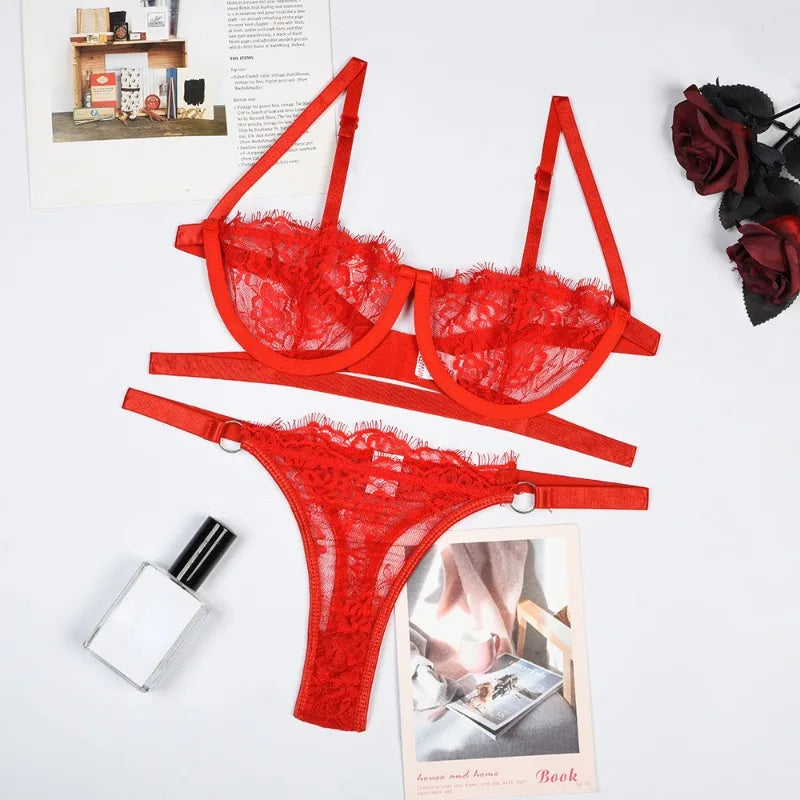 Lace Transparent Push-Up Lingerie Set