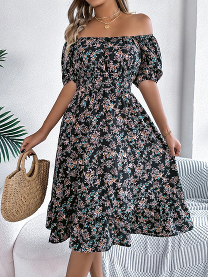 Spring Summer Floral Ruffle Dress