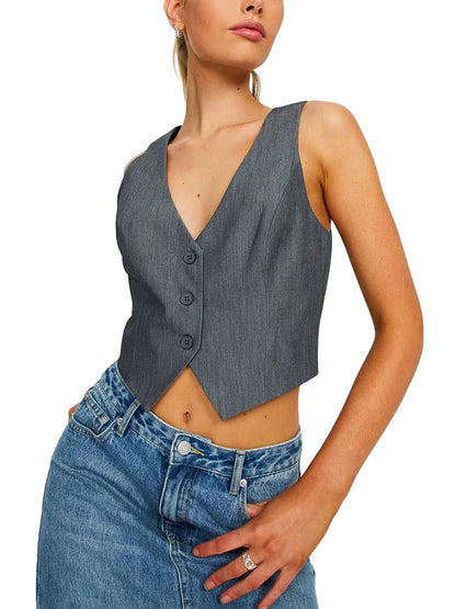 Women's Fashion Black Sleeveless Vests