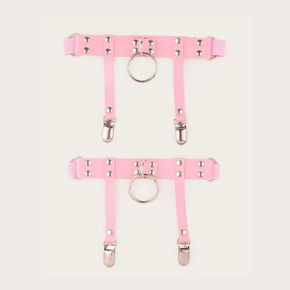 Circle Punk Metal Leather Leg Garter