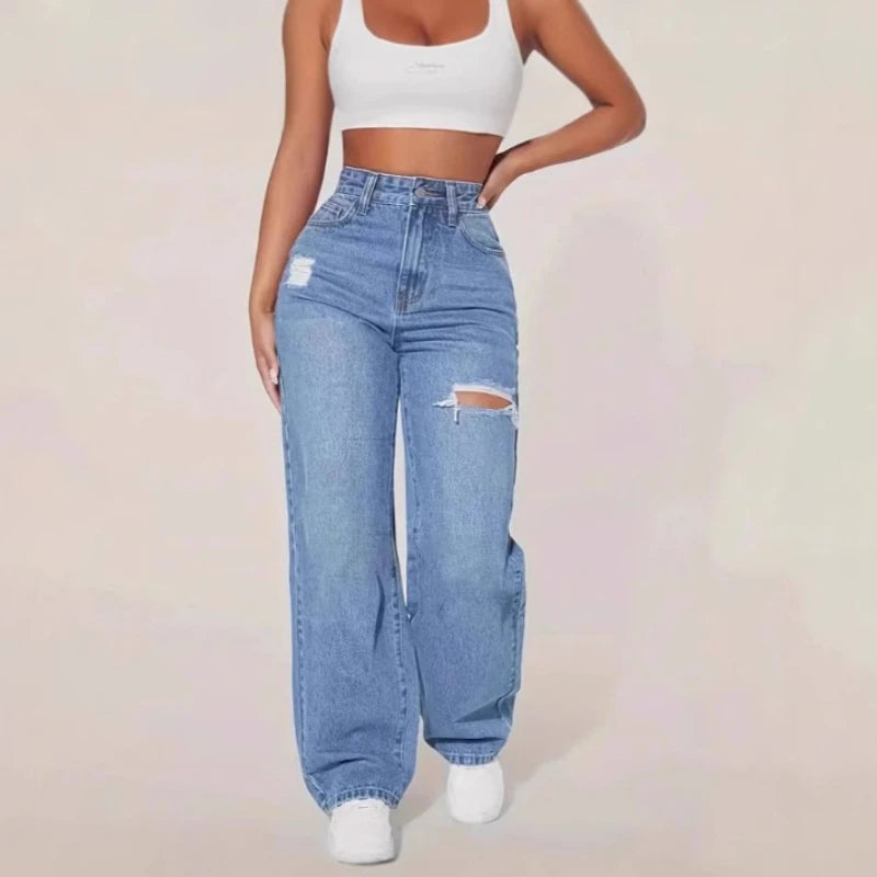 Women’s High Waist Wide Leg Mom Jeans