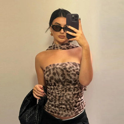 Women’s Leopard Print Tulle Tank Top