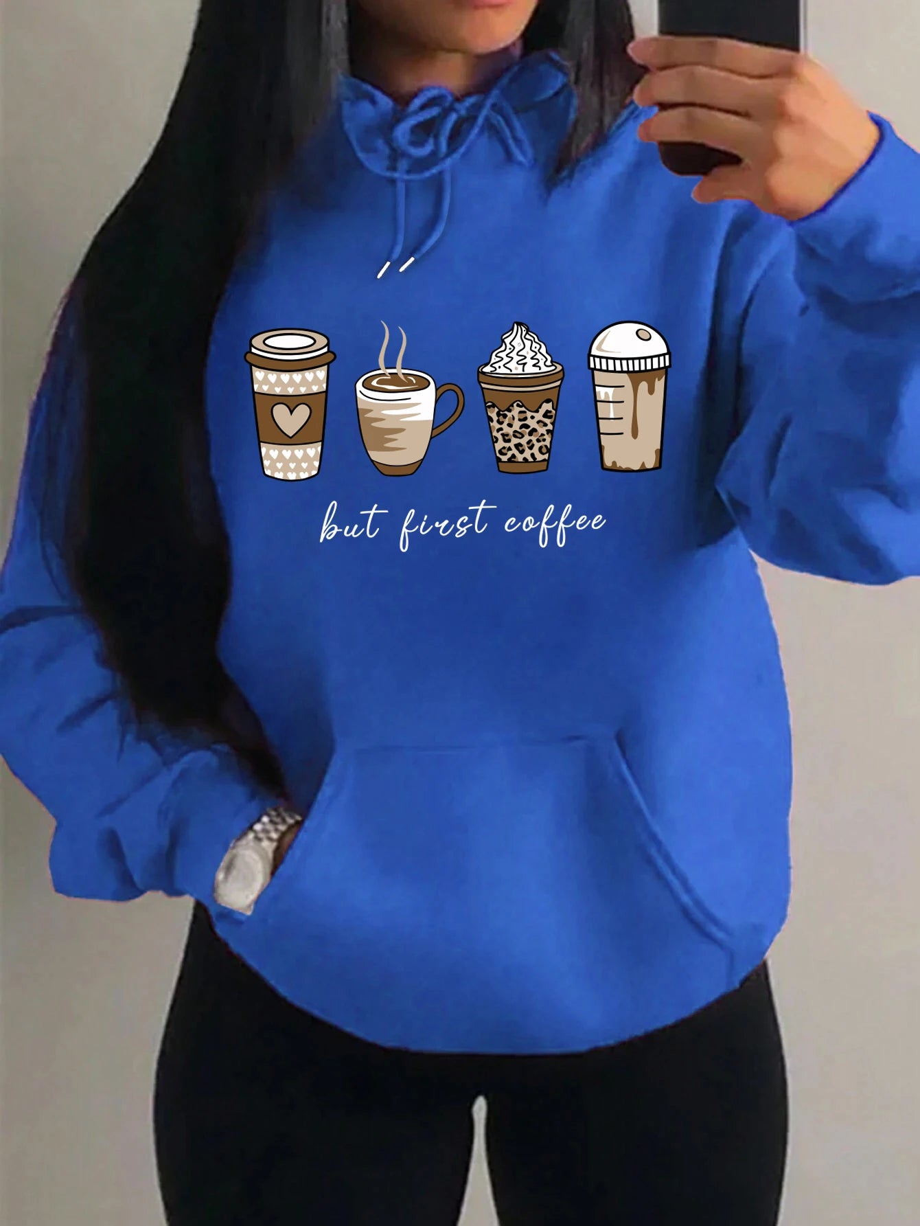 But First Coffee Pattern Hoodie