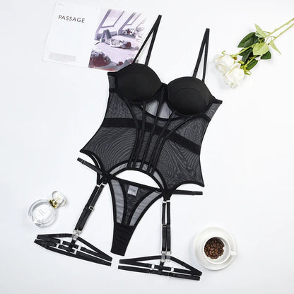 Luxury Mesh Backless Bodysuit  Set