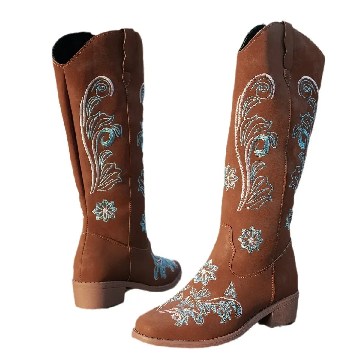 Women's Embroidered Long Tube Boots