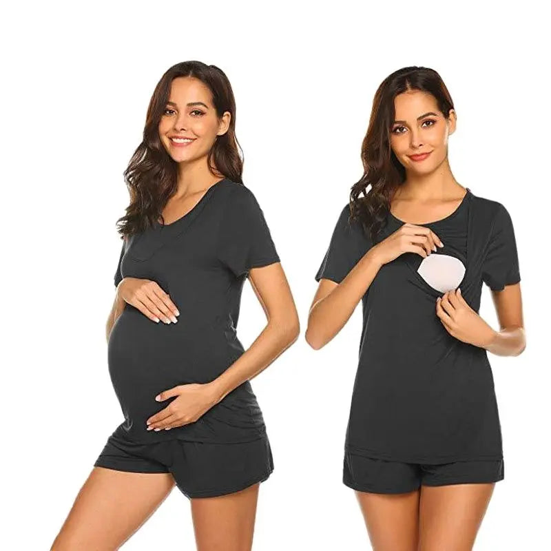 Plus Size Maternity Nursing Pajamas Set