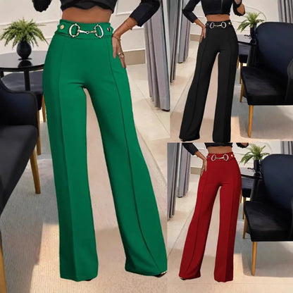 Solid Color Women's Straight-Leg Pants