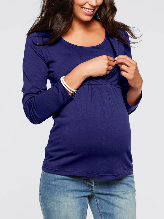 Elegant Elastic V-Neck Nursing Top