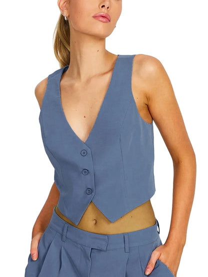 Women's Fashion Black Sleeveless Vests