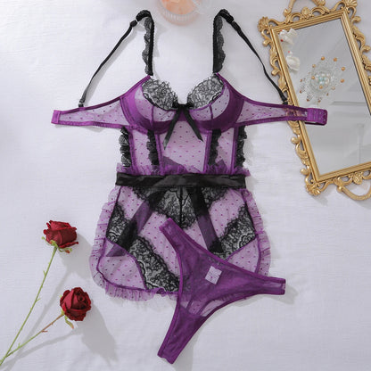 Sexy Strapless Lace Corset Two-Piece Set