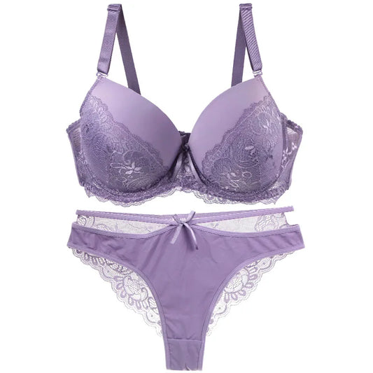 Seamless Plus Size Push-Up Lace Set