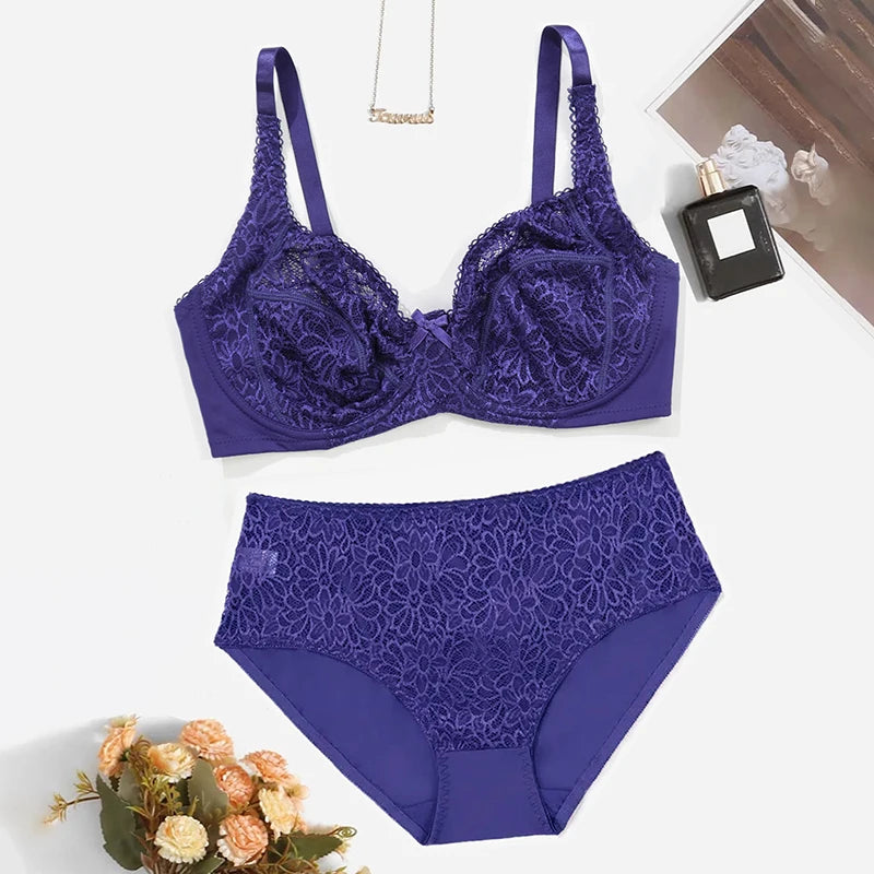 Plus Size Breathable Lace Lingerie Set