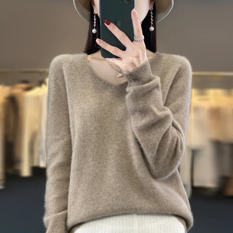 Women’s Merino Wool V-Neck Sweater