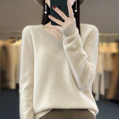 Women’s Merino Wool V-Neck Sweater