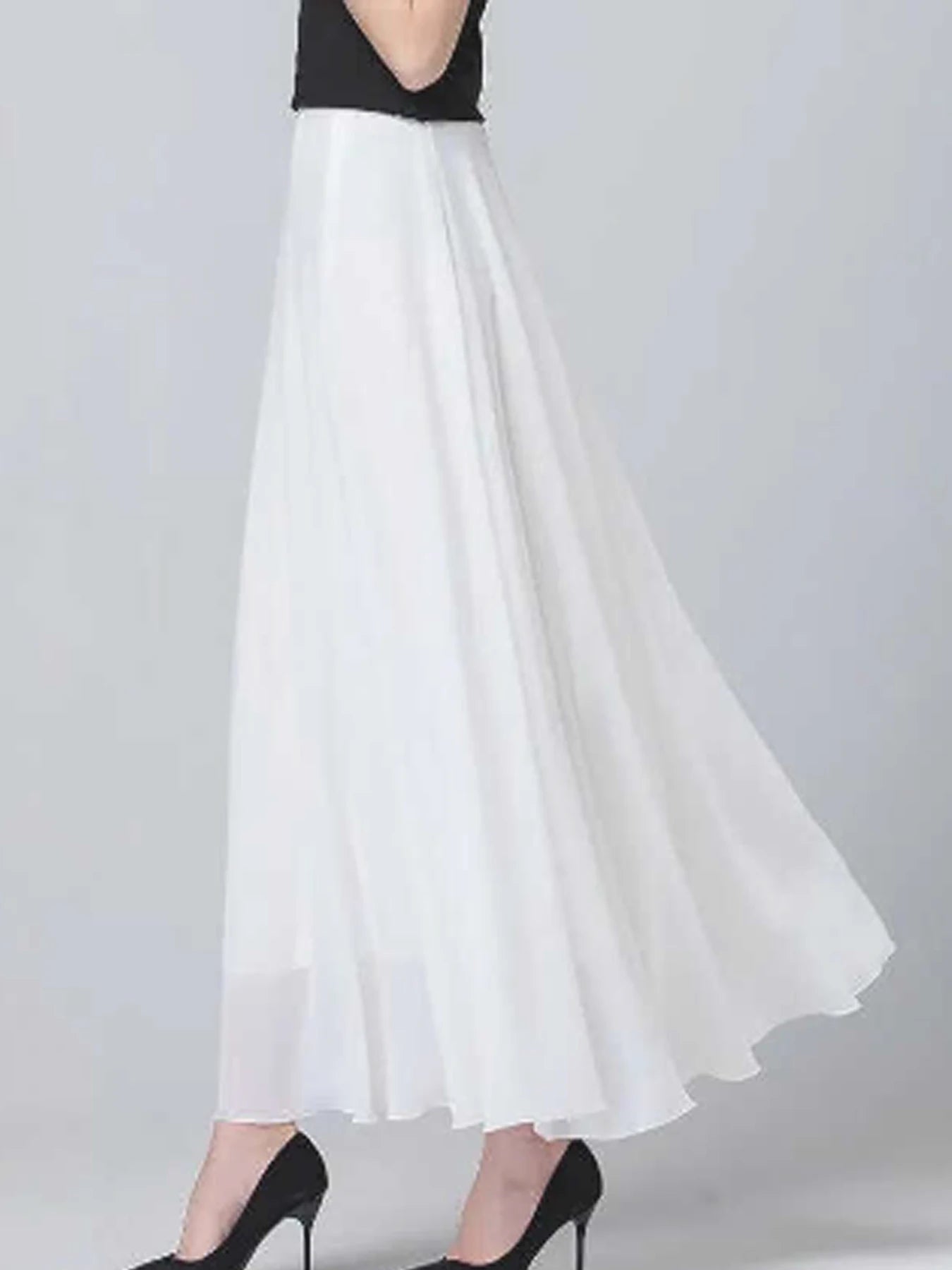 Women's High-Waist Chiffon A-Line Skirt