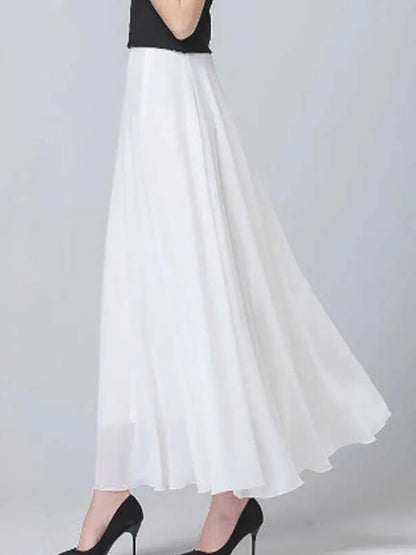 Women's High-Waist Chiffon A-Line Skirt