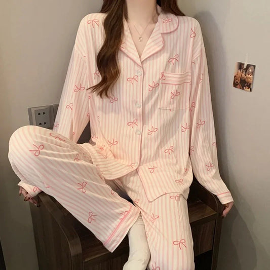 Striped Maternity Cardigan Pajama Set
