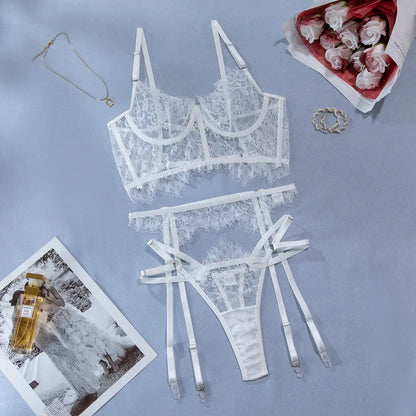 Sexy Lace Fishbone 3-Piece Lingerie Set