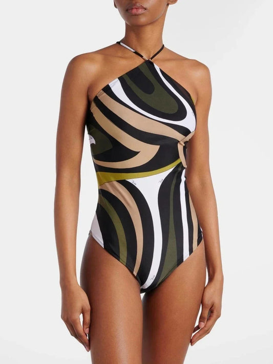 Pucci Print Halter Backless Bodysuit