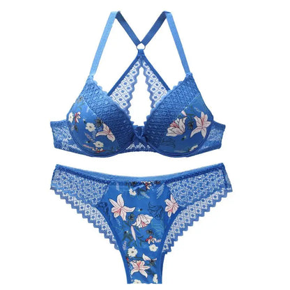 Sexy Y-Line Hollow Out Push-Up Bra Set