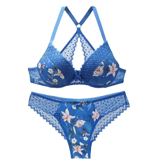 Sexy Y-Line Hollow Out Push-Up Bra Set