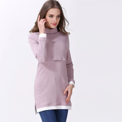 High Collar Long Sleeve Nursing Top