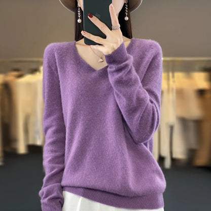 Women’s Merino Wool V-Neck Sweater