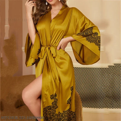 Silk Lace Kimono Sleepwear Robe
