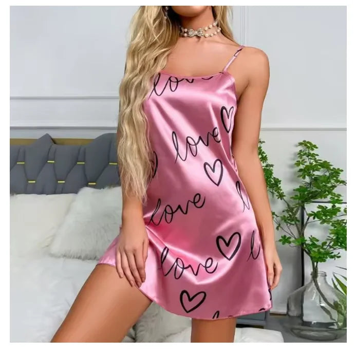 Sexy Black Floral Silk Nightdress