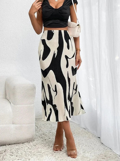 Dressy Women’s Geometric Pleated Midi Skirt