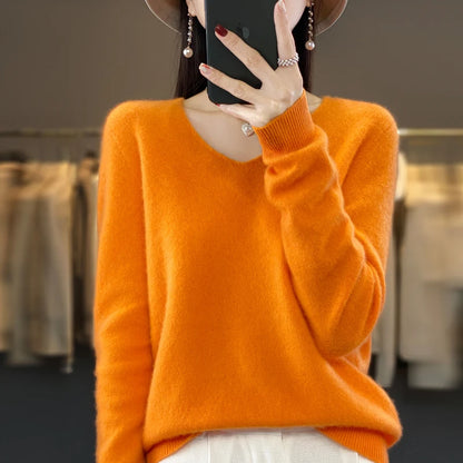 Women’s Merino Wool V-Neck Sweater