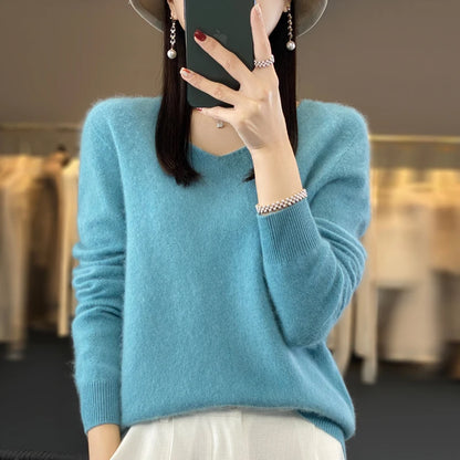Women’s Merino Wool V-Neck Sweater