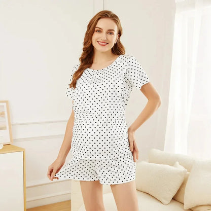 Maternity Nursing Pajama Set – Tops & Shorts