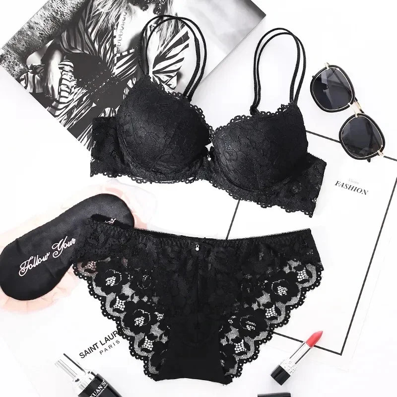 Japanese Style Lace Push-Up Bra Set