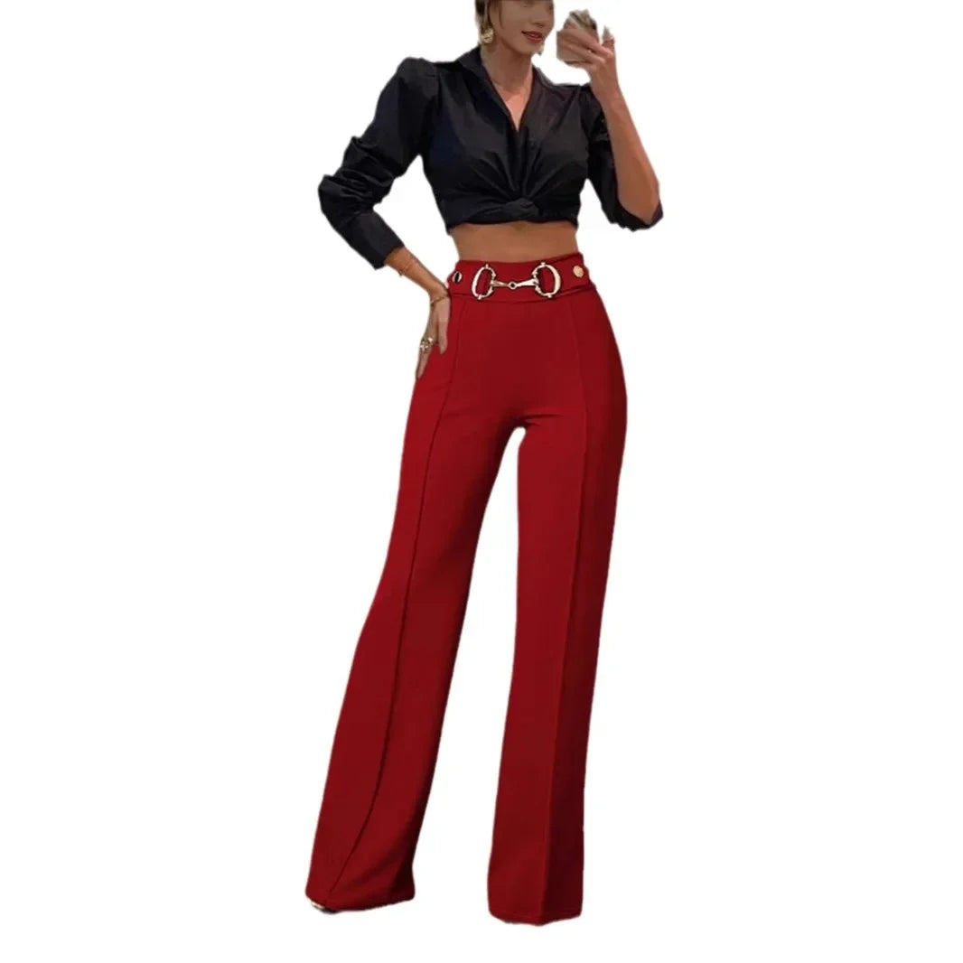 Solid Color Women's Straight-Leg Pants