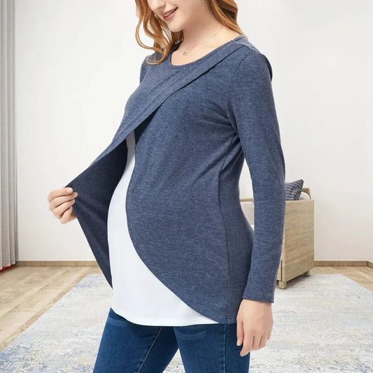 Multicolor Round Neck Nursing Top