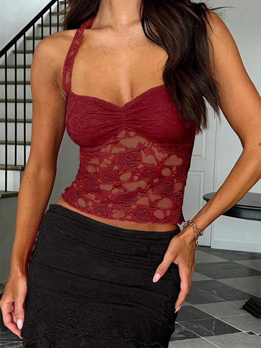 Women's Sexy Lace Tie Tank