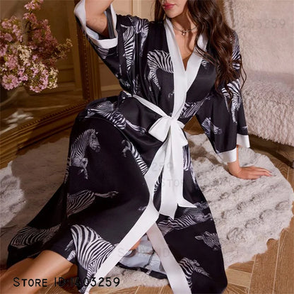 Oversized Floral Silk Kimono Robe